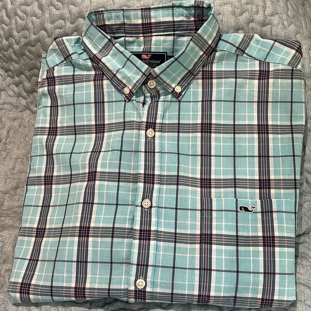 Vineyard Vines Men's XXL Blue Plaid Button-Up Shirt – Classic Fit Tucker – Prepp - Picture 4 of 4